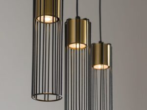 Miniaturka 5 - Lampa wisząca Fobia 3 czarno-złota, świecące źródła GU10 wewnątrz trzech kloszy