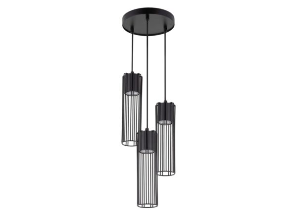 Okrągła lampa wisząca Fobia 3 w kolorze czarnym na jasnym tle