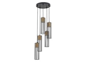 Miniaturka 4 - Lampa wisząca Fobia 5 czarno-zlota – widok pięciu kloszy