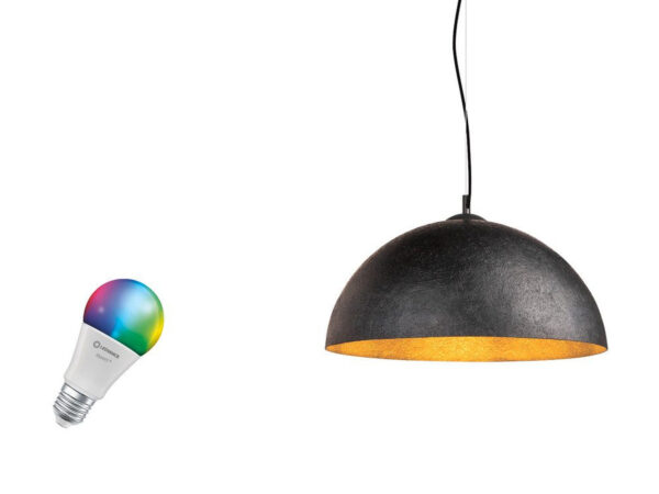 Czarno-złota lampa wisząca Forchini 50 Smart Set z żarówką E27 RGBW