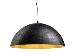 Miniaturka 6 - Lampa wisząca Forchini 70 czarno-złota z szerokim kloszem na białym tle