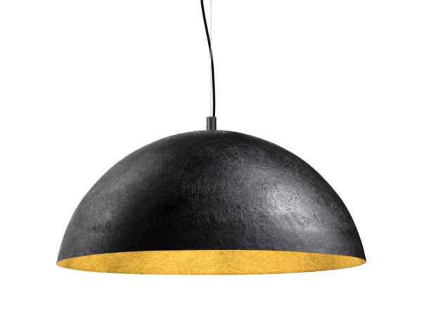 Lampa wisząca Forchini 70 czarno-złota z szerokim kloszem na białym tle