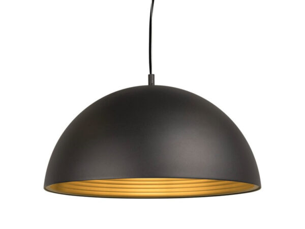 Lampa wisząca Forchini M 50 z dużym czarnym kloszem i złotym wnętrzem