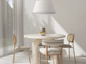 Miniaturka 3 - Lampa wisząca Formo z lnianym abażurem w aranżacji wnętrza
