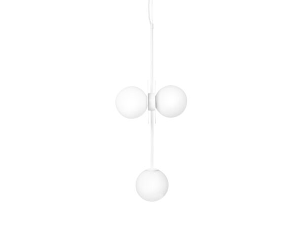 Lampa wisząca FURIKO B biała – cała oprawa z trzema szklanymi kloszami