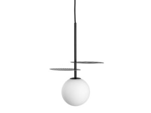 Miniaturka 1 - Czarna lampa wisząca FYLLO A z liśćmi nad mlecznym kloszem