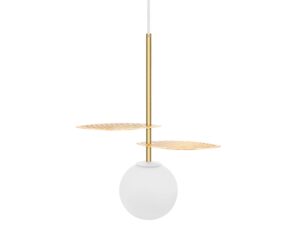 Miniaturka 2 - Mosiężna lampa FYLLO A z dwoma liśćmi i białą kulą