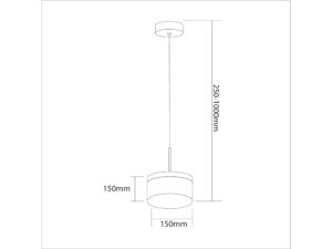Miniaturka 3 - Lampa wisząca Galedona 9 W rysunek wymiarowy