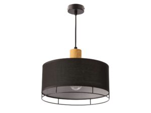 Miniaturka 5 - Lampa wisząca Galenira z czarnym abażurem i dekoracyjnymi elementami drewnianymi