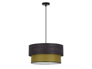 Miniaturka 2 - Lampa wisząca Galimora z czarno-oliwkowym podwójnym abażurem na białym tle