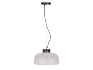 Miniaturka 5 - Lampa wisząca Galirela z czarnym przewodem i ryflowanym szklanym kloszem