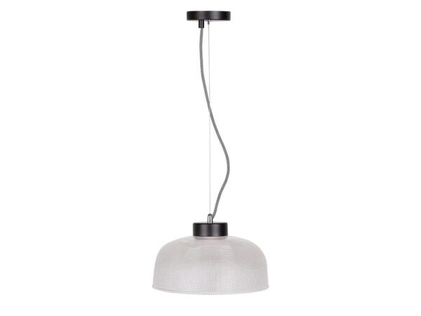 Lampa wisząca Galirela z czarnym przewodem i ryflowanym szklanym kloszem