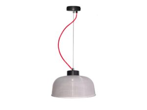 Miniaturka 1 - Lampa wisząca Galirela z czerwonym przewodem i jasnym szklanym kloszem