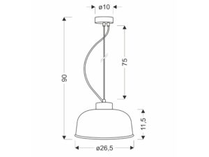 Miniaturka 4 - Lampa wisząca Galirela rysunek wymiarów klosza i zawieszenia