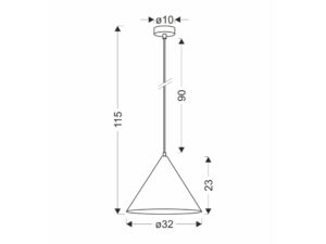 Miniaturka 2 - Rysunek wymiarów lampy wiszącej Galonira 32 cm