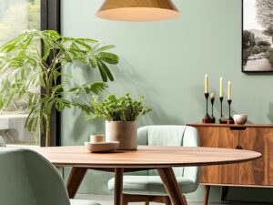 Miniaturka 1 - Lampa wisząca Galonira jasny dąb nad stołem w jadalni