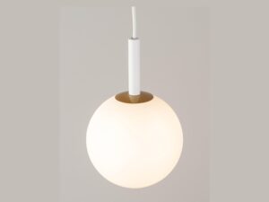 Miniaturka 1 - Biała lampa wisząca Gama 1 z kulistym szklanym kloszem