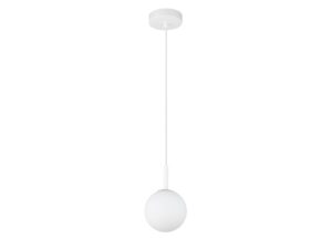 Miniaturka 8 - Lampa wisząca Gama 1 biała z mleczną kulą na białym tle