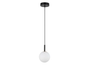Miniaturka 2 - Lampa wisząca Gama 1 czarna z mleczną kulą na białym tle