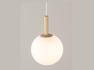 Miniaturka 5 - Lampa wisząca Gama 1 złoty beż z kulistym szklanym kloszem