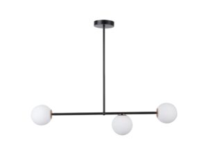 Miniaturka 4 - Lampa wisząca Gama 3 czarna z trzema mlecznymi kulami na białym tle