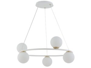 Miniaturka 1 - Lampa wisząca Gama koło 5 biało-złota na białym tle