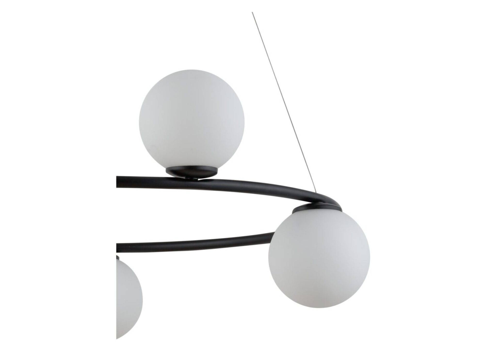 Czarna lampa wisząca Gama 5 z pięcioma szklanymi kloszami
