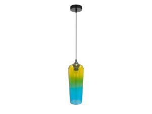 Miniaturka 2 - Lampa wisząca Gilesena – żółto-zielony i turkusowy szklany klosz na czarnym zawieszeniu