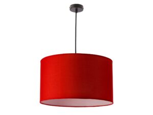 Miniaturka 2 - Czerwona lampa wisząca Gilevano z cylindrycznym tekstylnym abażurem