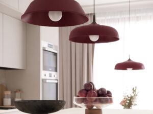 Miniaturka 2 - Trzy lampy GIREA burgund nad blatem kuchennym