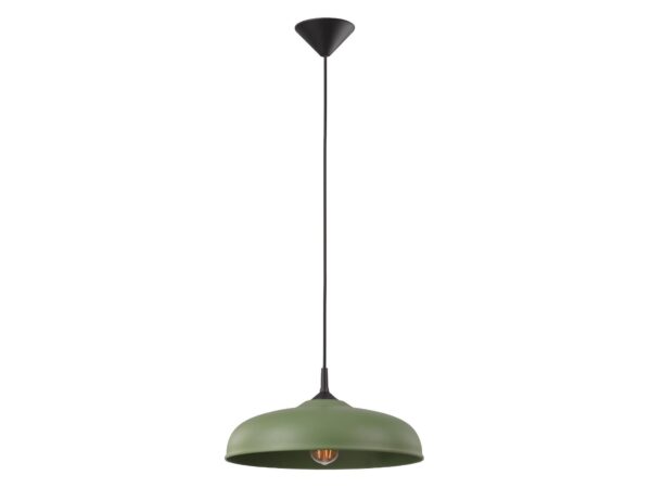 Lampa wisząca GIREA zielona oliwka na białym tle