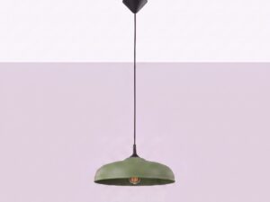 Miniaturka 1 - Lampa wisząca GIREA zielona oliwka zawieszona przy jasnej ścianie