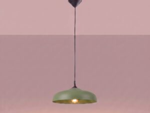 Miniaturka 6 - Lampa wisząca GIREA zielona oliwka z zapalonym światłem