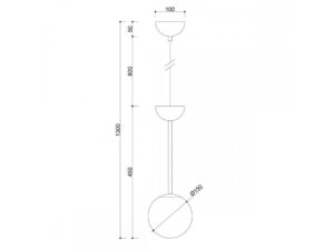 Miniaturka 7 - Rysunek techniczny lampy wiszącej GLADIO z wymiarami