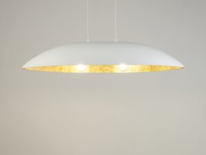 Miniaturka 5 - Lampa wisząca Gondola M biało-złota ze świecącymi żarówkami wewnątrz klosza