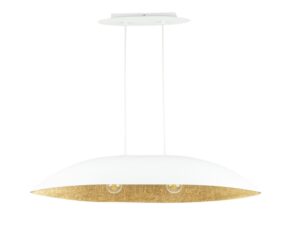 Miniaturka 4 - Lampa wisząca Gondola M biała ze złotym wnętrzem, szeroki klosz i dwa przewody