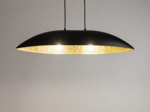 Miniaturka 1 - Lampa wisząca Gondola M czarno-złota, podświetlony klosz z kompozytu mineralnego