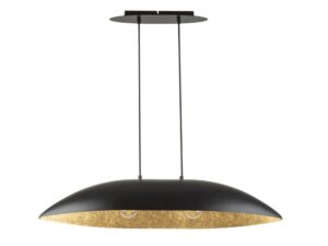 Miniaturka 12 - Lampa wisząca Gondola M czarna ze złotym wnętrzem i dwoma punktami światła, widok z przodu