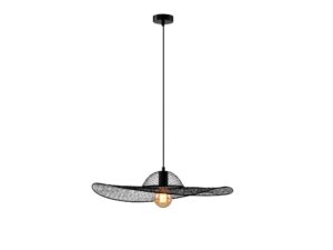 Miniaturka 5 - Lampa wisząca Goradia czarna z szerokim ażurowym kloszem w kształcie kapelusza