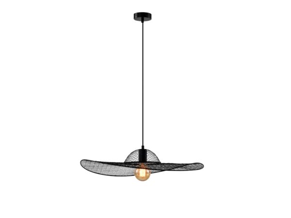 Lampa wisząca Goradia czarna z szerokim ażurowym kloszem w kształcie kapelusza