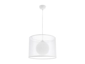 Miniaturka 1 - Lampa wisząca Goresena z białym abażurem z organzy i szklaną kulą
