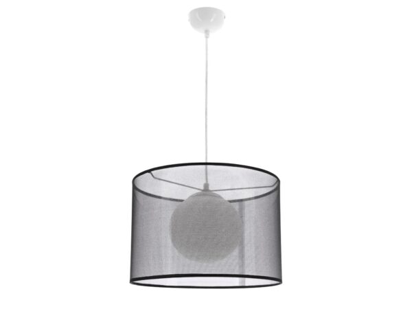 Lampa wisząca Goresena z czarnym półprzezroczystym abażurem i szklaną kulą