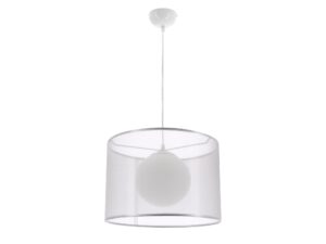 Miniaturka 3 - Lampa wisząca Goresena ze srebrnym półprzezroczystym abażurem i szklaną kulą