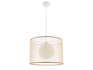Miniaturka 2 - Lampa wisząca Goresena ze złotym abażurem z organzy i szklaną kulą