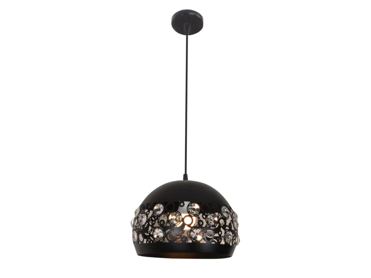 Lampa wisząca Gorinia z kryształkami 30 cm czarna