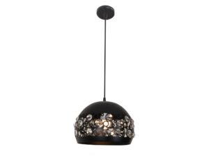 Miniaturka 2 - Czarna lampa wisząca Gorinia 30 cm z kryształkami w ażurowym kloszu