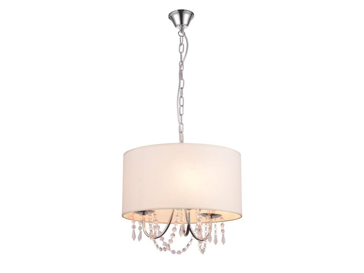 Lampa wisząca Gorometa beżowa 40 cm z kryształkami 3×E14