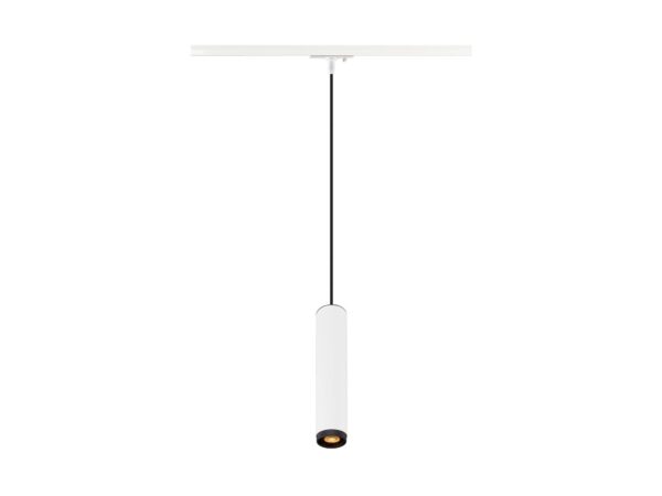 Lampa wisząca Grip! L biało-czarna z długim przewodem i adapterem do szyny