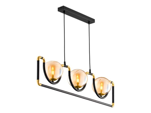 Lampa wisząca Hanza 3-punktowa ze szklanymi kulami na białym tle