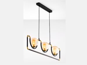 Miniaturka 1 - Lampa wisząca Hanza z bursztynowymi kulami w ujęciu trzy czwarte na białym tle